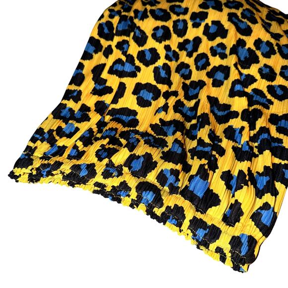 Issey Miyake IM02KN782 Pleated Leopard Skirt Yellow Blue Size 1 - Picture 10 of 12